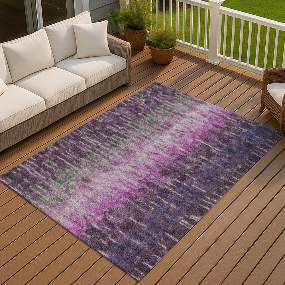 Machine Washable Indoor/ Outdoor Contemporary Ombre Chantille Rug