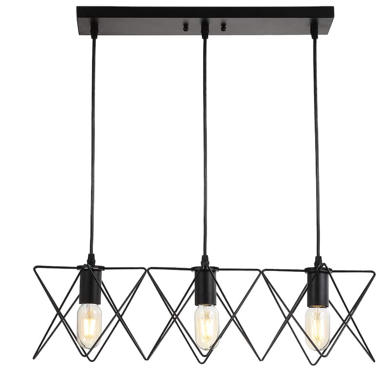 SAFAVIEH Lighting Pernille Adjustable 3-light LED Black Pendant - 24"W x 9"D x 82"H