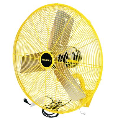 STANLEY High Velocity Oscillating Wall Mount Fan 24 in, Yellow, Black