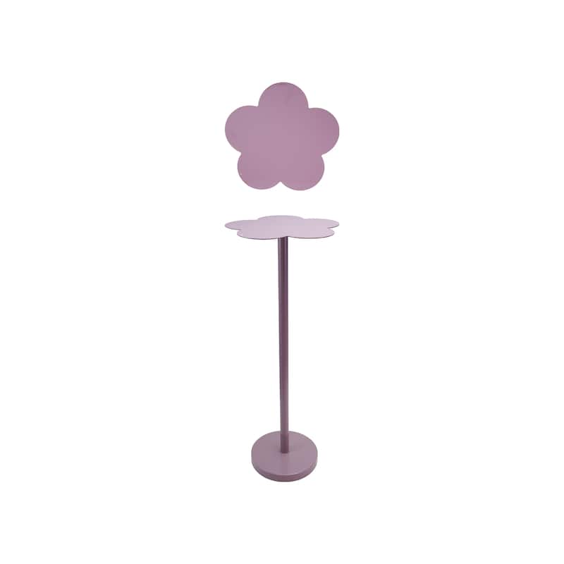 Metal Flower Shaped Martini Table, Lavender Color - 11.0"L x 10.6"W x 28.0"H - Lavender