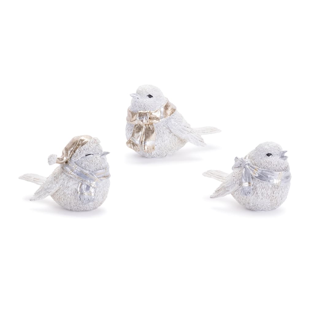Glittered Winter Bird with Scarf Christmas Tabletop Decoration - 4.5" - Set of 6