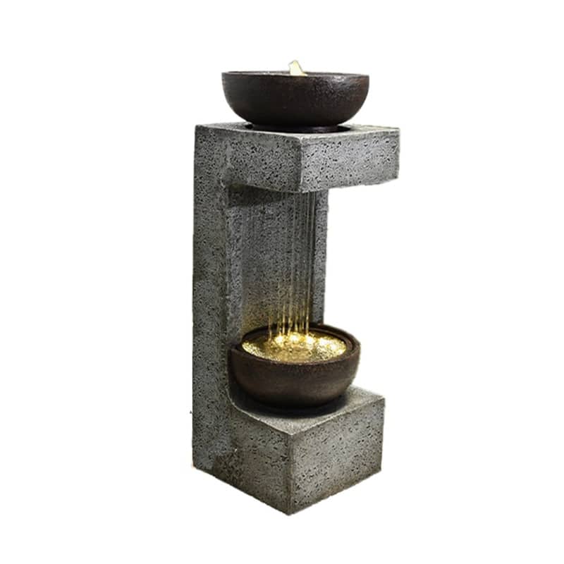 34" H Rainfall Fountain W/Bowl On Top W/LEDs