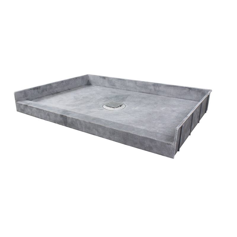 Transolid FTT4940C Ready to Tile 49 L x 40.5 W Shower Base in Dark Grey - Center