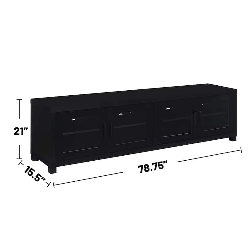 3 Piece Wooden Entertainment Center with Storage in Black