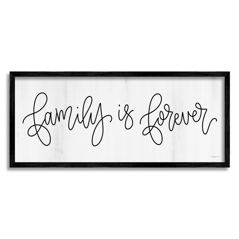 Stupell Family Is Forever Phrase Rustic Pattern Sign Framed Wall Art - White - 30 x 13 - Black