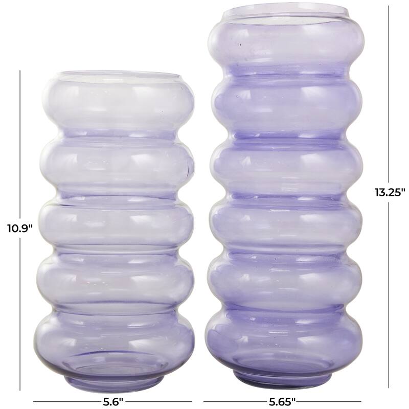 Purple Glass Bubble Decorative Vase (Set of 2)