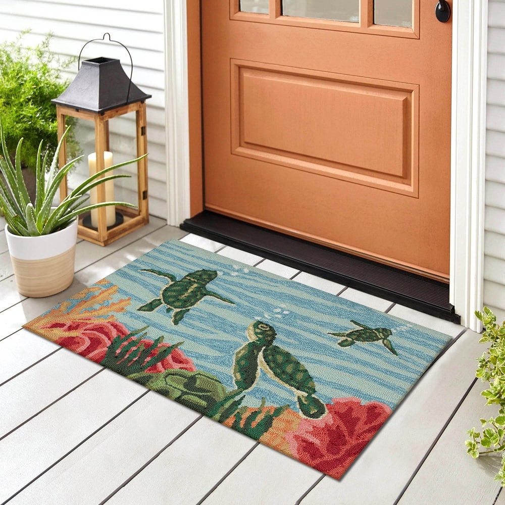 Liora Manne Frontporch Swimming Baby Turtles Indoor/Outdoor Area Rug