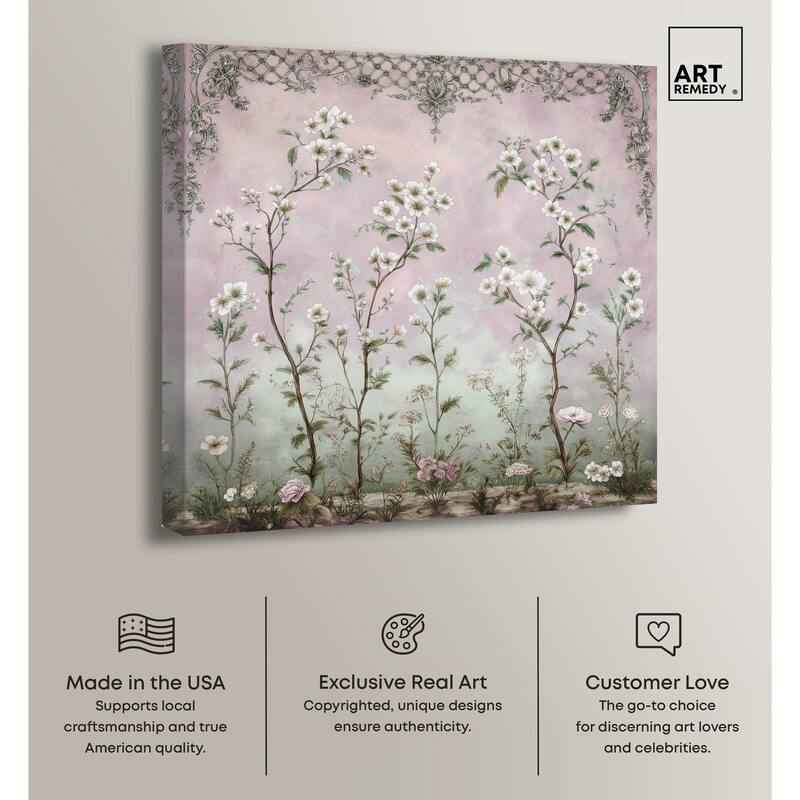 Floral Frieze in Fade Canvas by Art Remedy, Gallery Wrapped