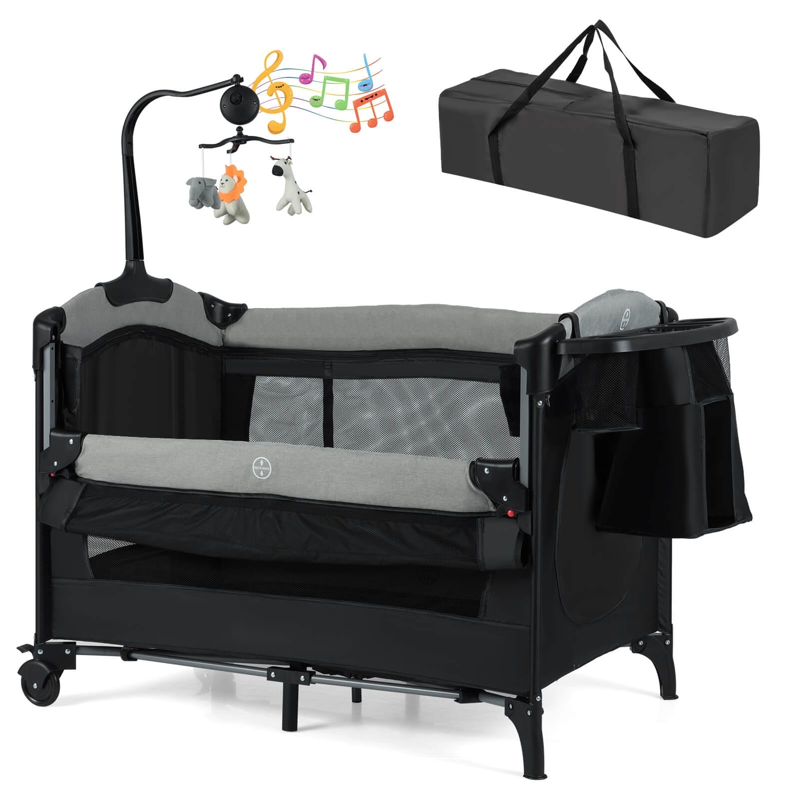 Costway 4-in-1 Baby Crib w/Adjustable Height Soft Mattress Portable - See Details