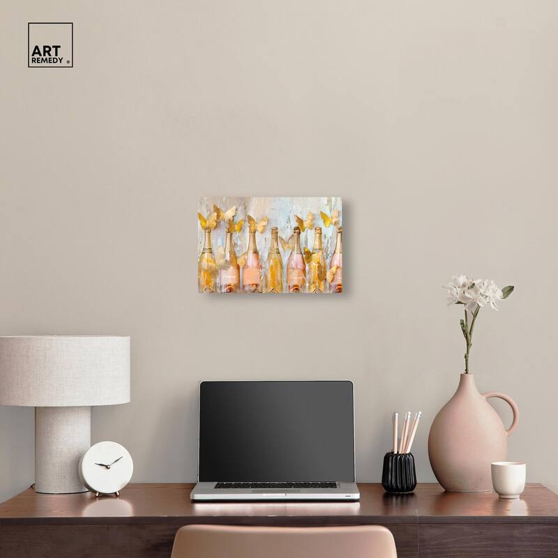 Golden Bright Campagne Line Canvas by Art Remedy, Gallery Wrapped