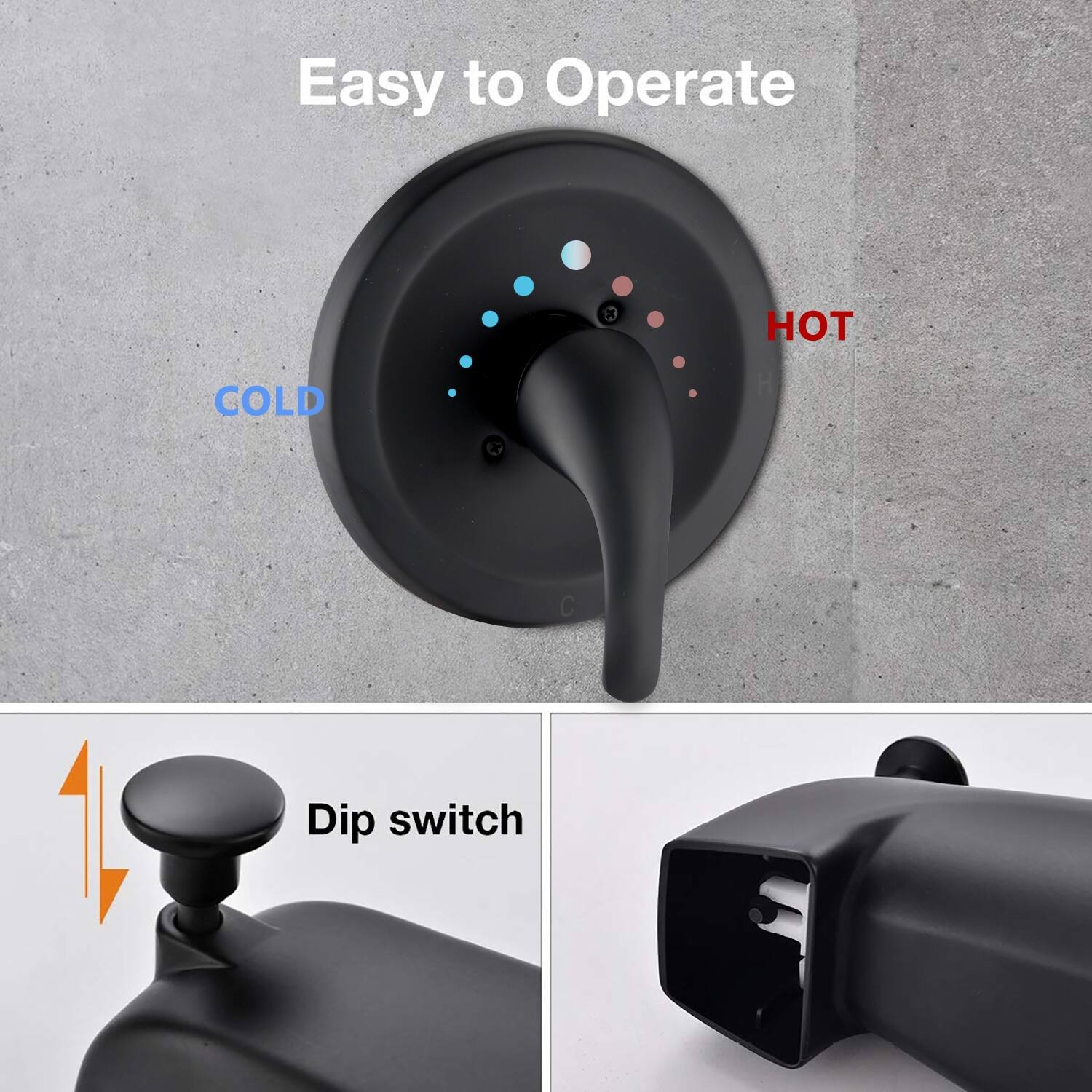 Proox Single Handle Rain Shower Head System Tub Faucet Shower Combo Set