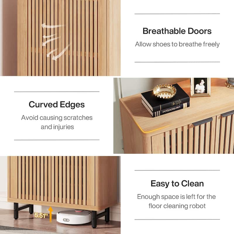 6-Tier Shoe Storage Cabinet with Louvered Doors for Living Room