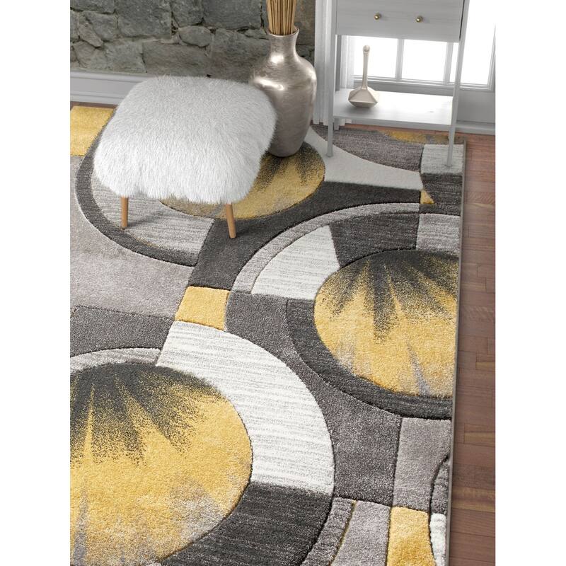 Well Woven Ruby Yolo Modern Area Rug - 6' 7" x 9' 3" - Gold - Rectangle
