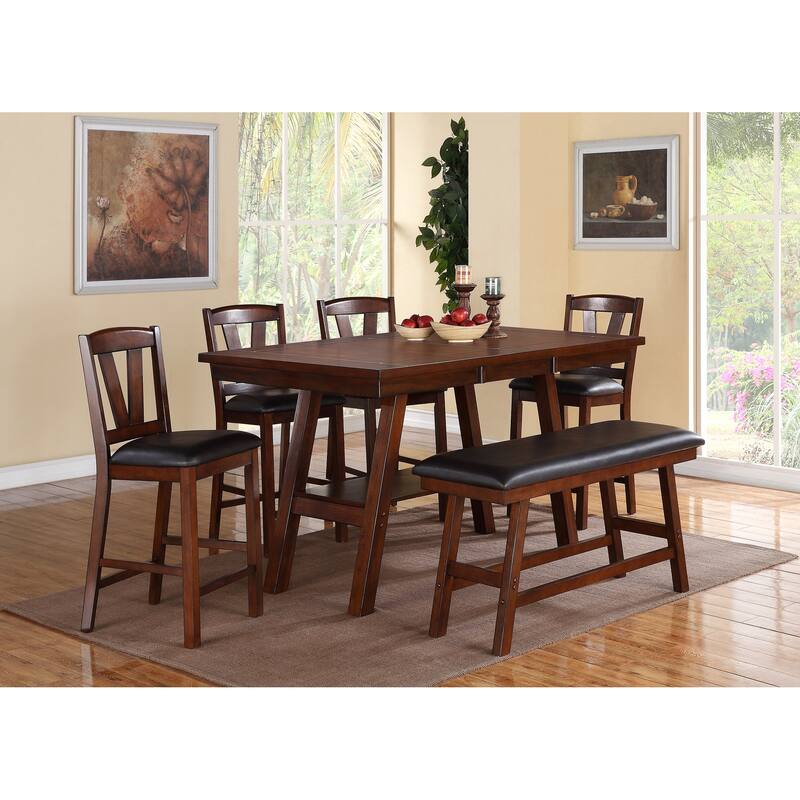 Black PU Upholstered Dining Chairs, Dark Walnut, Set of 2