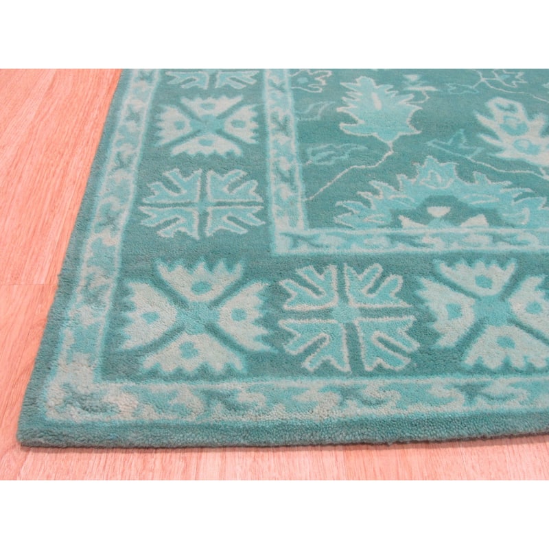 Home Decor EORC Green Hand-Tufted Wool Overdyed Rug Bold and Stylish Area Rug for Adding a Modern Twist to Any Room