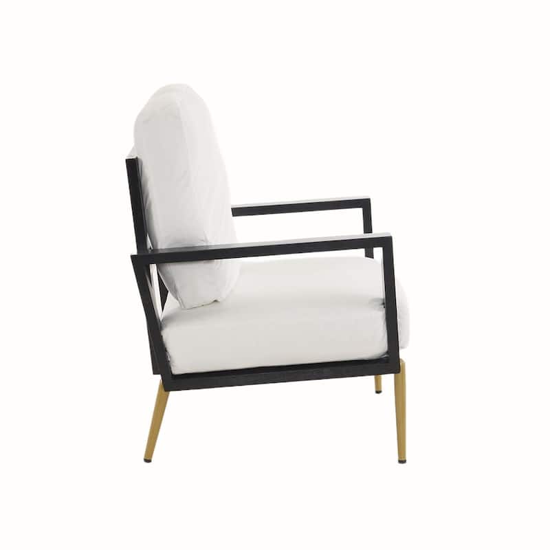 Low Back Accent Armchair with Gold Metal Legs
