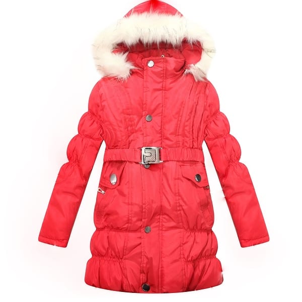 Shop Richie House Girls Padded Winter Jacket With Belt And Faux