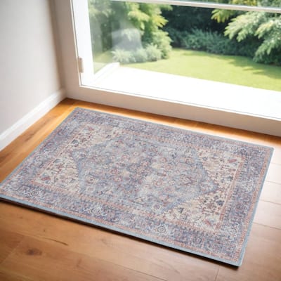 Cihu Power Loomed Distressed Floral Traditional Soft Area Rug By HomeRoots - 60' X '36' X '0.28