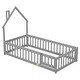 preview thumbnail 8 of 8, Grey Twin Size Pine Wood House-Shaped Headboard Floor Bed with Fence