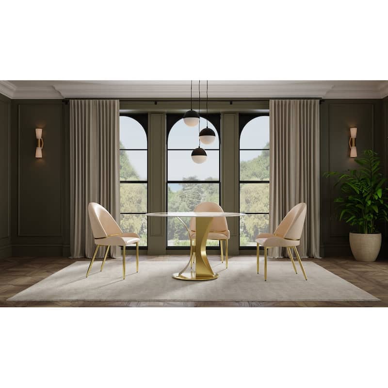 PU Leather Dining Chair with Brushed Metal Frame, Set of 2