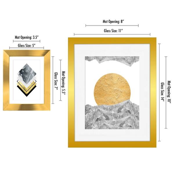 Mid-Century Modern Gold Abstract - 7 Piece Framed Wall Art Set - Bed ...