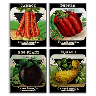 Stupell Vintage Farm Garden Vegetables Framed Giclee Art Design By Lil' Rue (Set of 4)