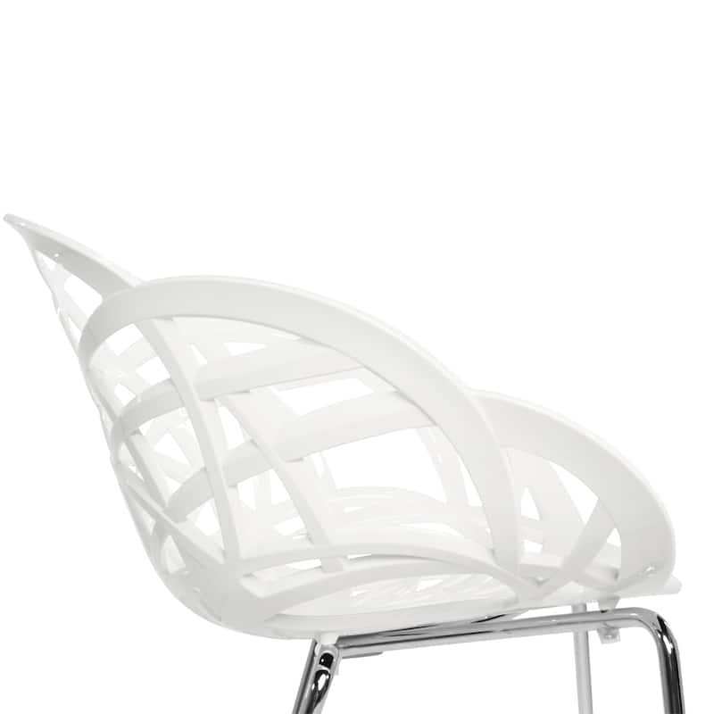 Furnish Theory Fleur-ML Stackable Dining Armchairs Arm Chairs Anti-UV Polycarbonate Shell & Chrome-Plated Steel Legs (Set of 2)
