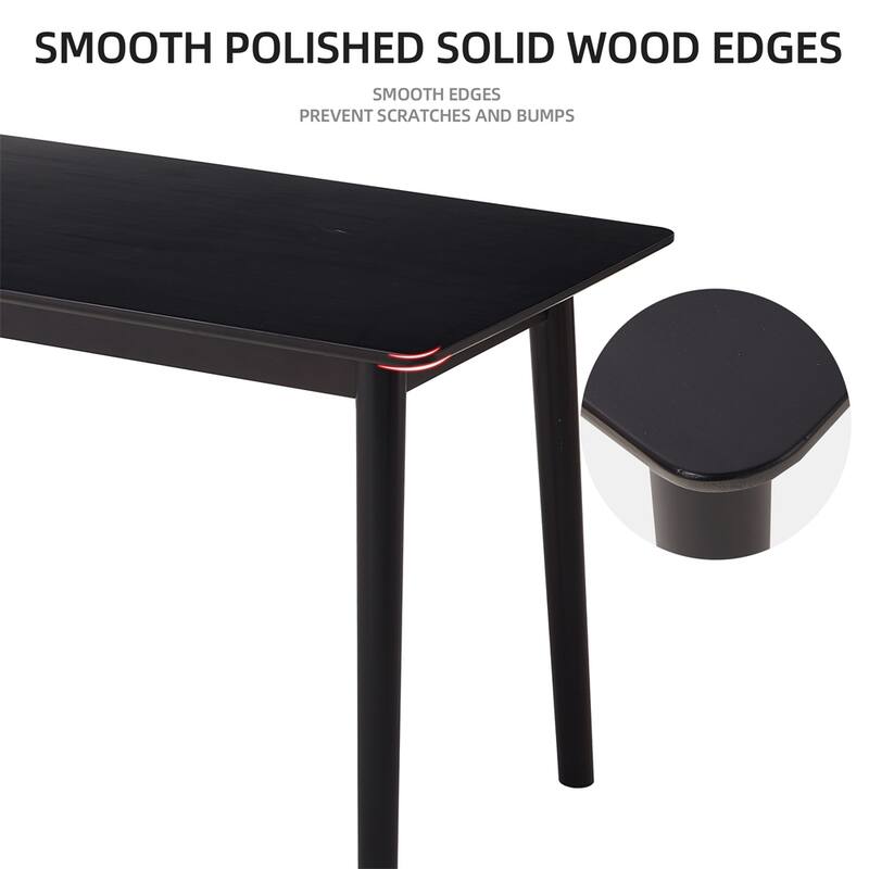 47-inch Dining Table Black Solid Wood Kitchen Table Dining Table