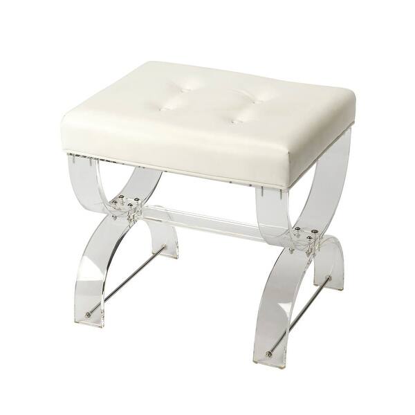 Shop Modern Clear Acrylic Rectangular Vanity Stool White Overstock 28845747