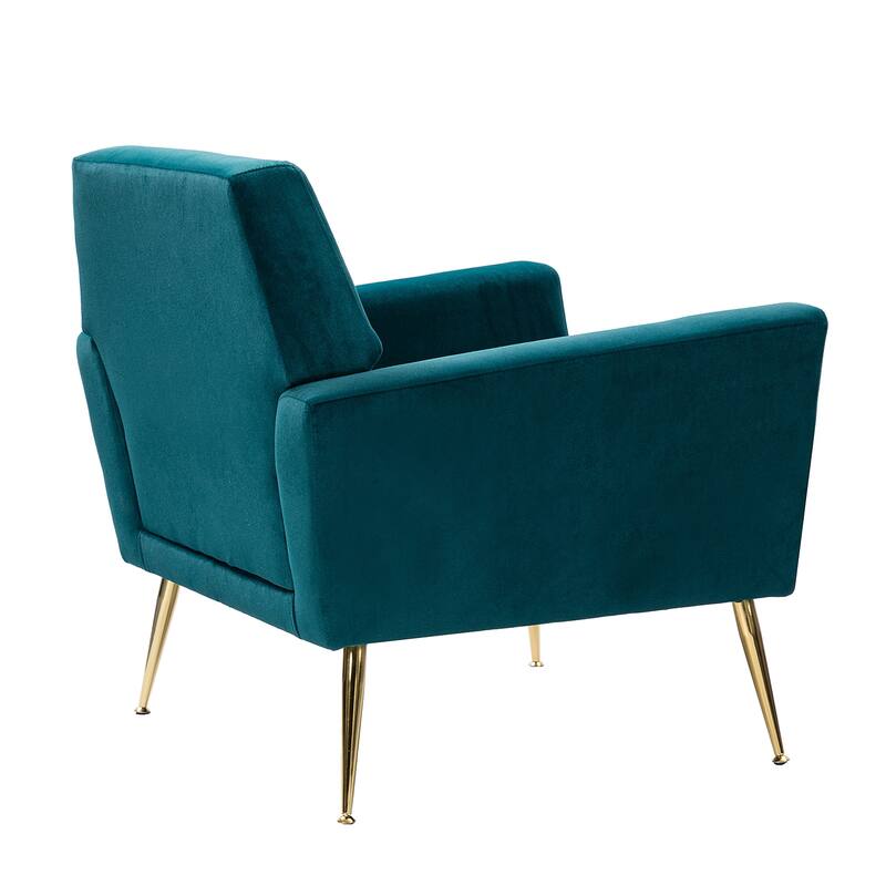 Lilia Contemporary Velvet Upholstered Tufted Back Armchair with Metal Golden legs Set of 2 by HULALA HOME