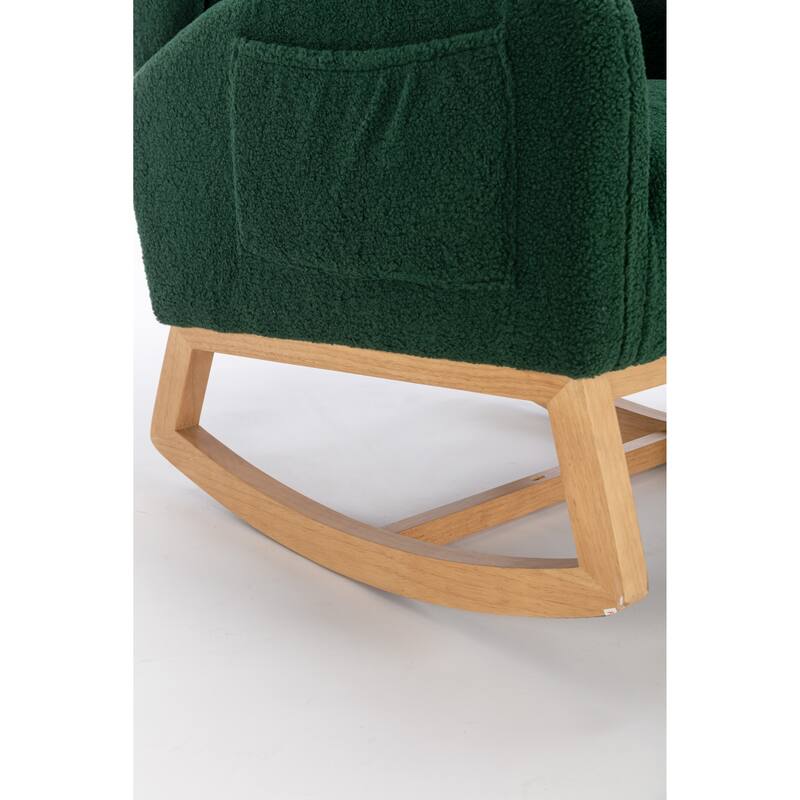 Modern 38" High Back Upholstered Rocking Chair with Wood Legs and Packet