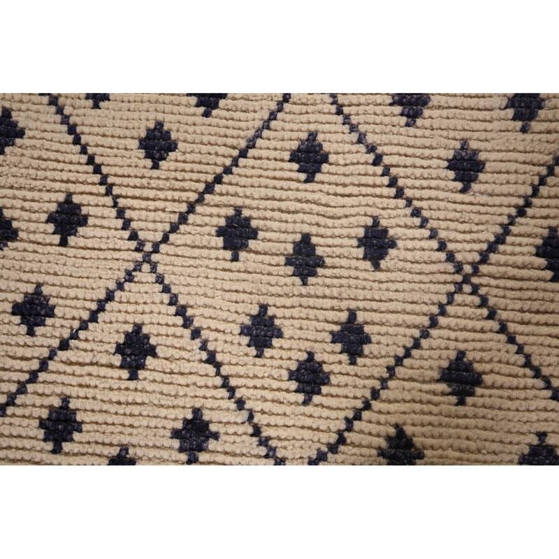 Trellis Ivory Moroccan Oriental Accent Rug Handmade Wool Carpet - 3'0"x 5'2"