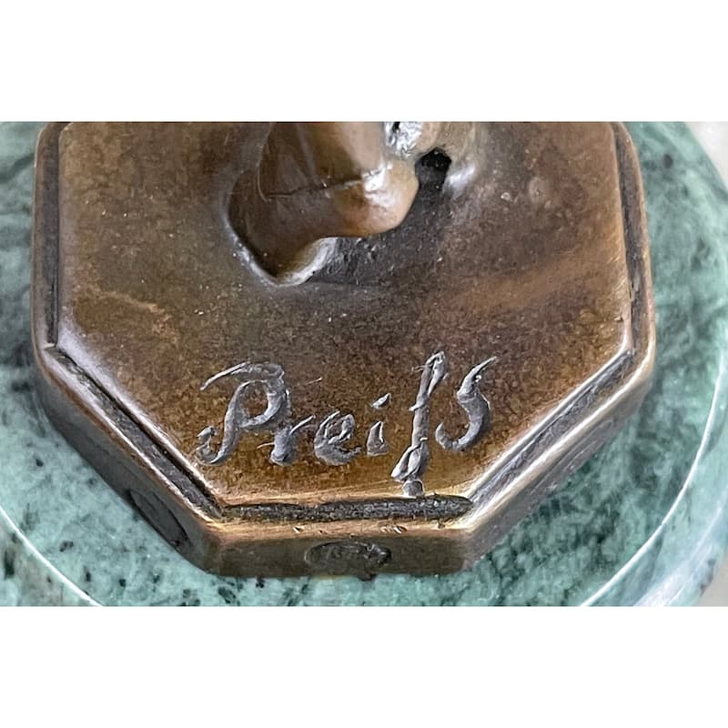 Ballerina Ballet Dancer Young Girl Bronze Figurine Sculpture On Green Marble Base