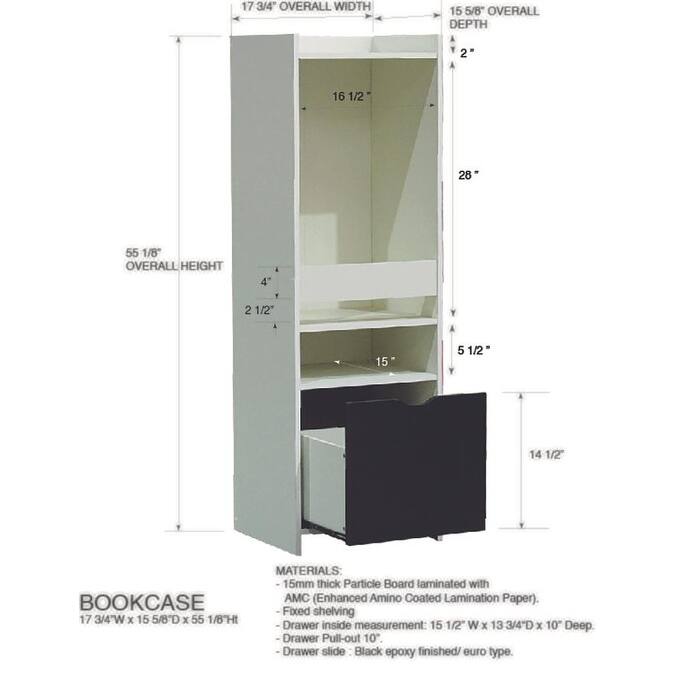 2-Shelf Bookcase with Drawer