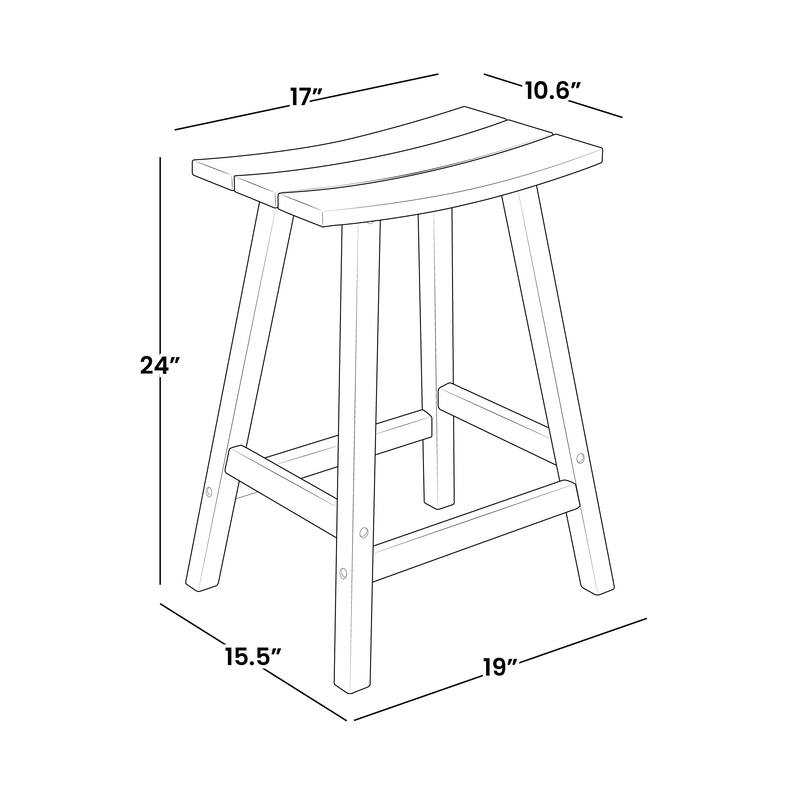 Polytrends Laguna Hdpe All Weather Outdoor Patio 24" Saddle Seat Counter Stool