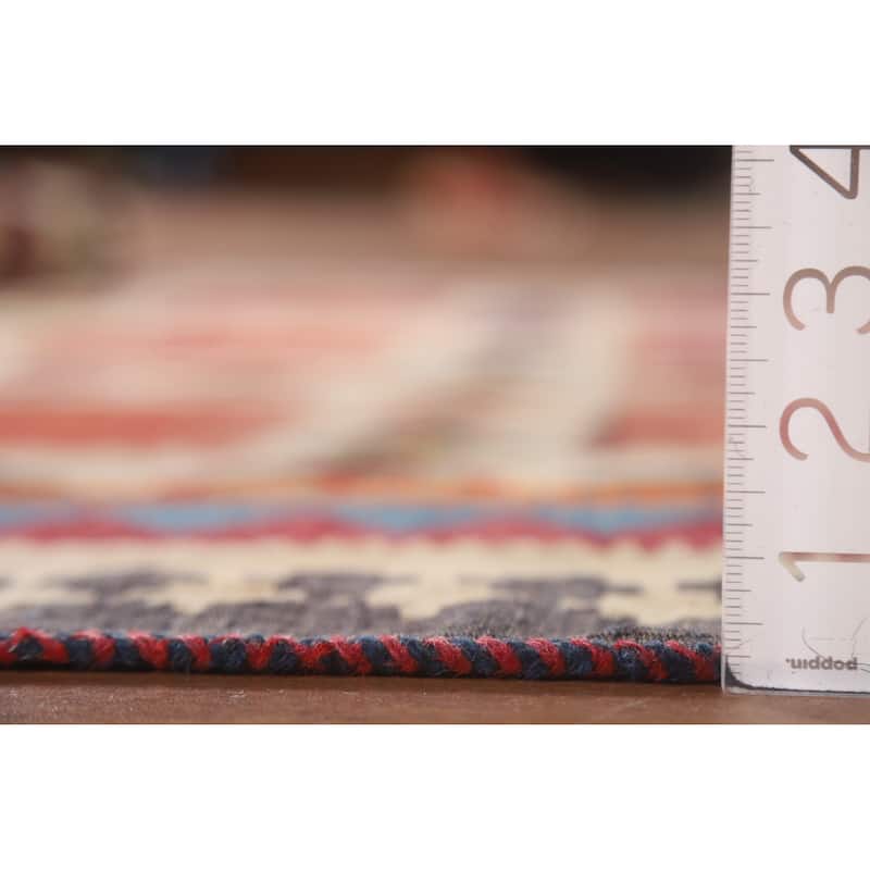 Vegetable Dye Kilim Qashqai Persian Antique Rug Hand-Woven Wool Carpet - 5'4"x 9'11"