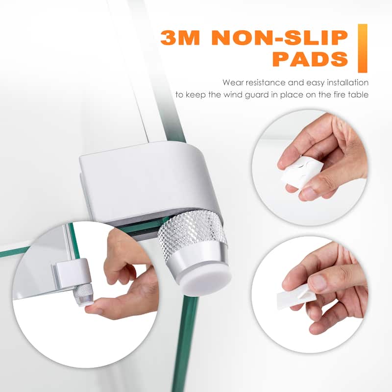 Rectangular Fire Pit Wind Guard, Transparent Tempered Glass