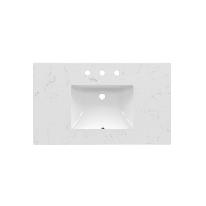 37'' Engineered Stone Vanity Top with Undermount Sink - 37.00 L x 22.00 D x 7.70 H"