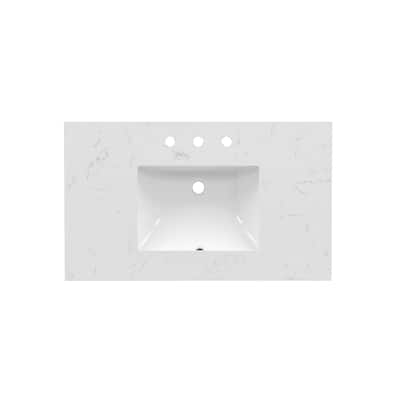 37'' Engineered Stone Vanity Top with Undermount Sink - 37.00 L x 22.00 D x 7.70 H"