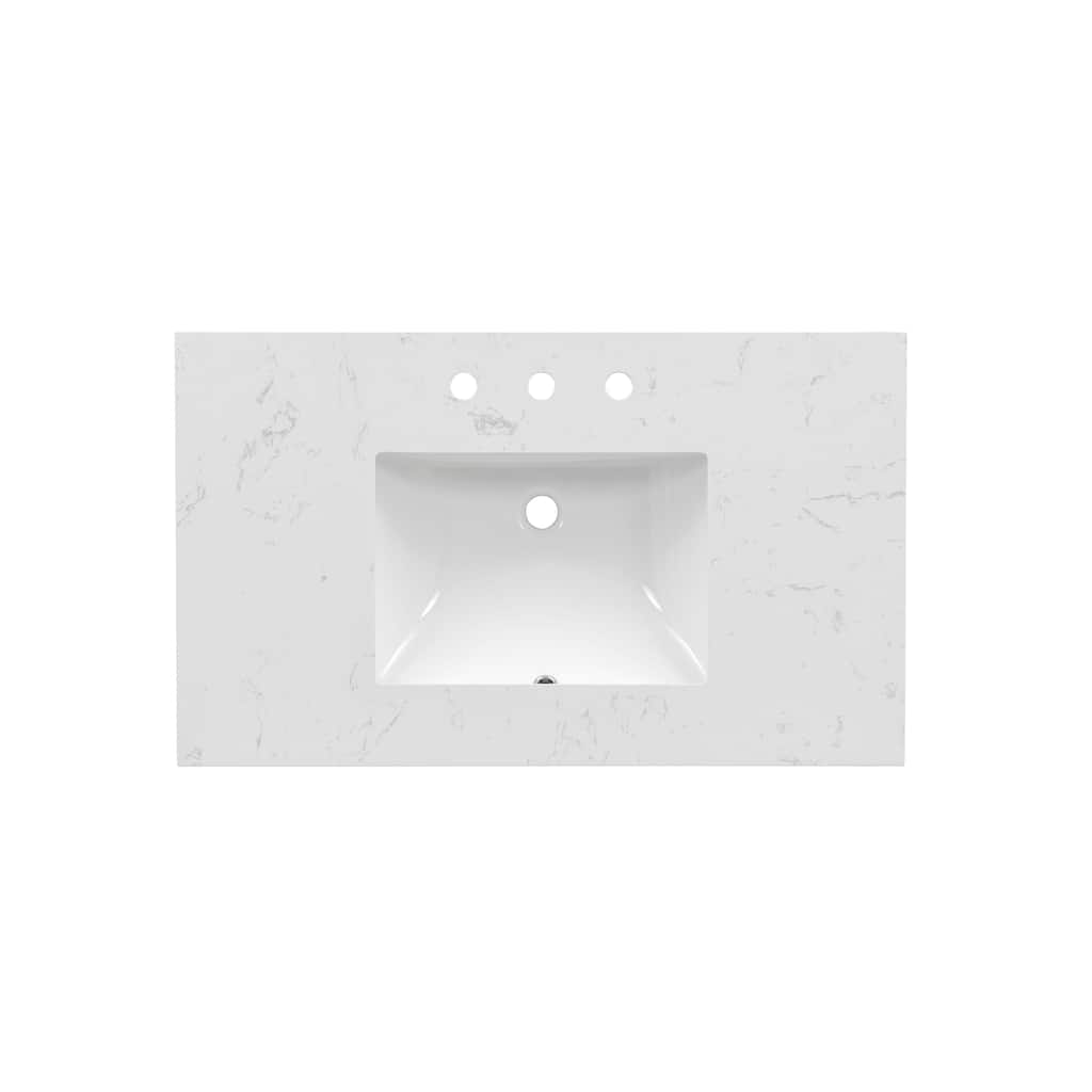 37'' Engineered Stone Vanity Top with Undermount Sink - 37.00 L x 22.00 D x 7.70 H"