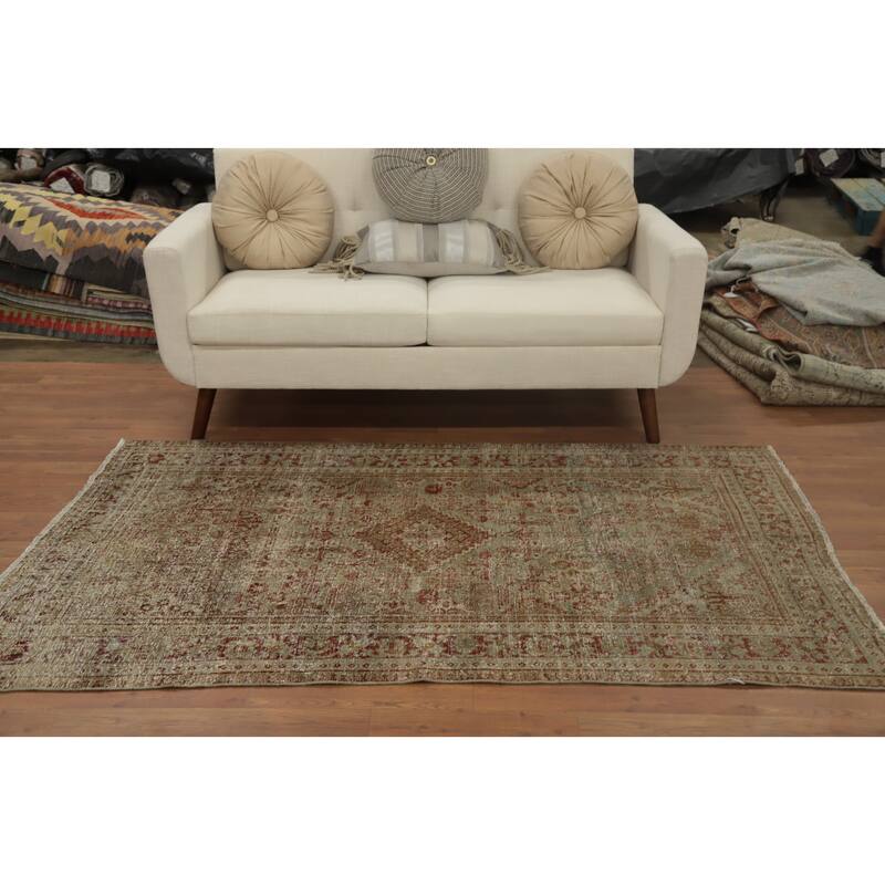 Hand Knotted Oriental 100% Wool Carpet Traditional Medallion Green Tabriz Area Rug - 6' 6'' X 4' 1''