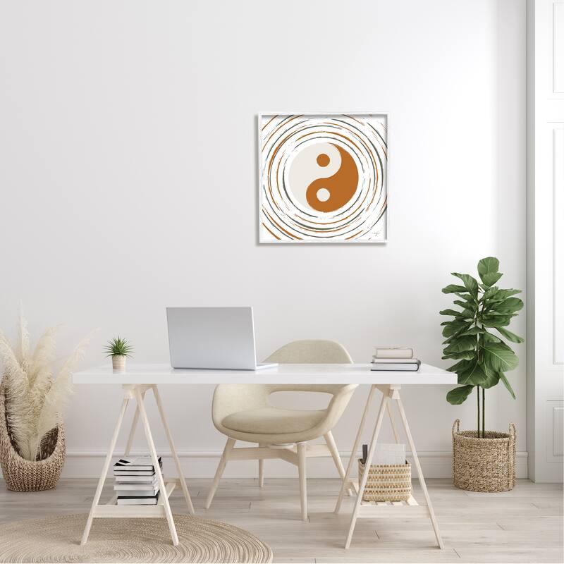 Stupell Yin Yang Taijitu Symbol Spiritual Circular Stripes Framed Wall Art, Design by Martina Pavlova