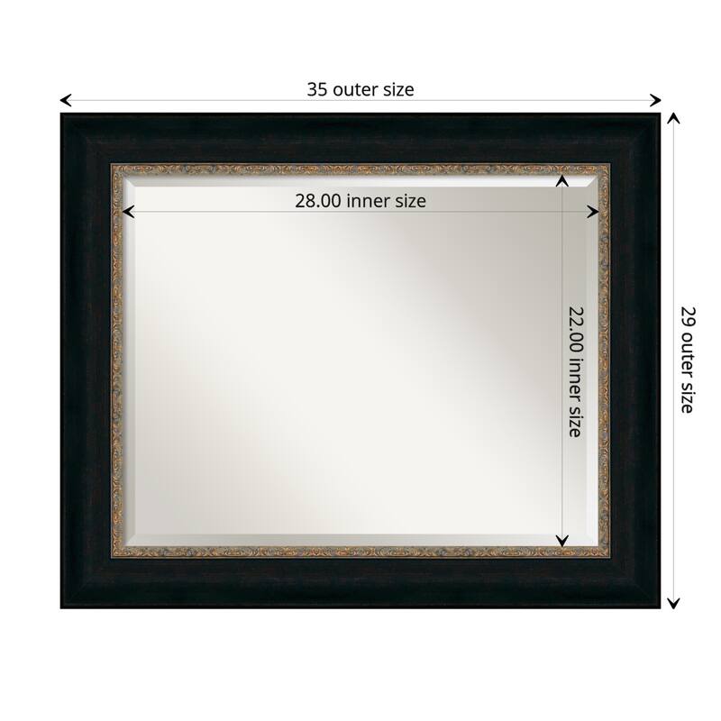 Beveled Bathroom Wall Mirror - Paragon Bronze Frame - Paragon Bronze - Outer Size: 35 x 29 in