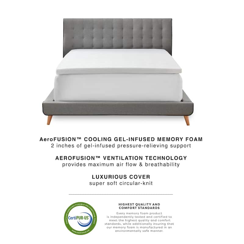 Bodipedic Comfort 2-Inch Memory Foam Mattress Topper with Luxury Cover