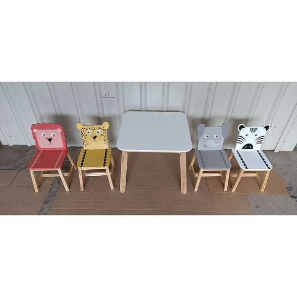 dimension image slide 1 of 2, 5-PCS Kid Table And Chair Set