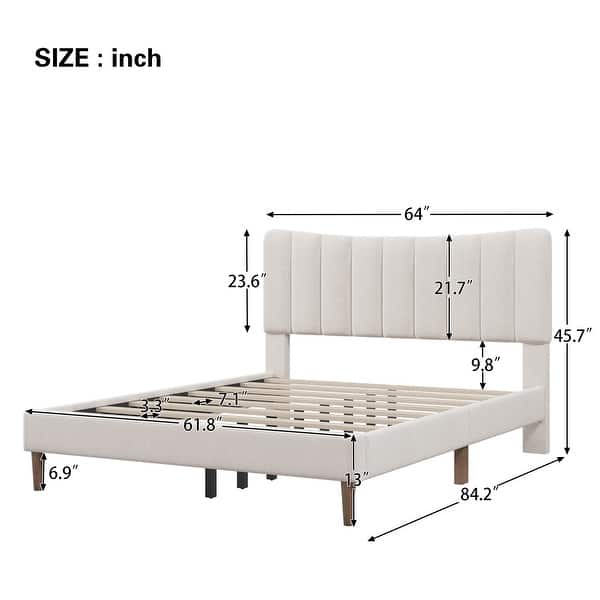 Upholstered Platform Bed Frame with Vertical Channel Tufted Headboard ...
