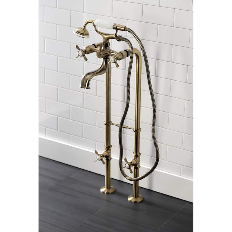 Essex Freestanding Clawfoot Tub Faucet Package with Supply Line in Matte Black