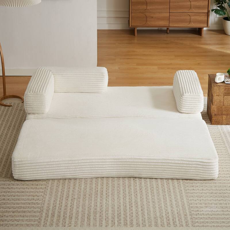 Rossetta Modern Modular Classic Color Scheme Corduroy Fabric Boneless Loveseat Sofa, No Assembly - Beige