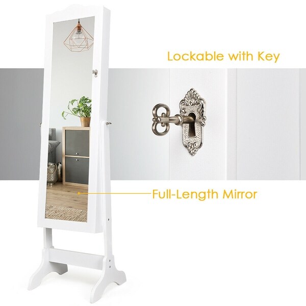 Jewelry Boxes Jewelry Watches Mirrored Lockable Jewelry Cabinet Armoire Organizer Storage Box W Stand White Myself Co Ls