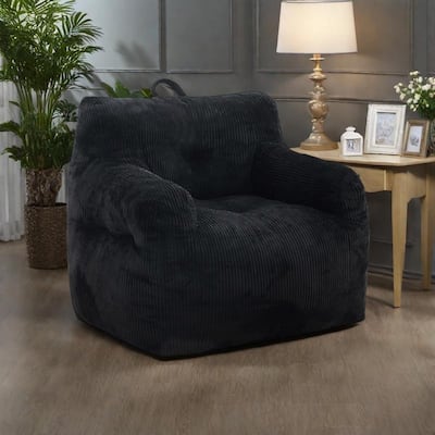 Oversized Corduroy Bean Bag Lounge Chairs with Memory Foam and Ergonomic Armrest Design